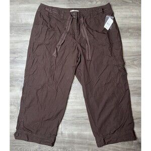 Envision Studio High Waisted Wide Leg Brown Cargo Pants Size 18W 100% Cotton